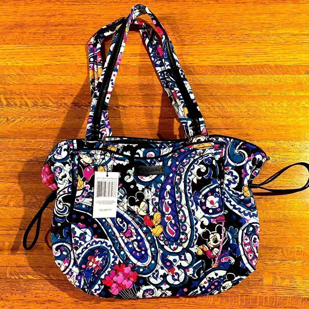 Vera Bradley Disney Mickey’s Whimsical Paisley Iconic Glenna Satchel NWT